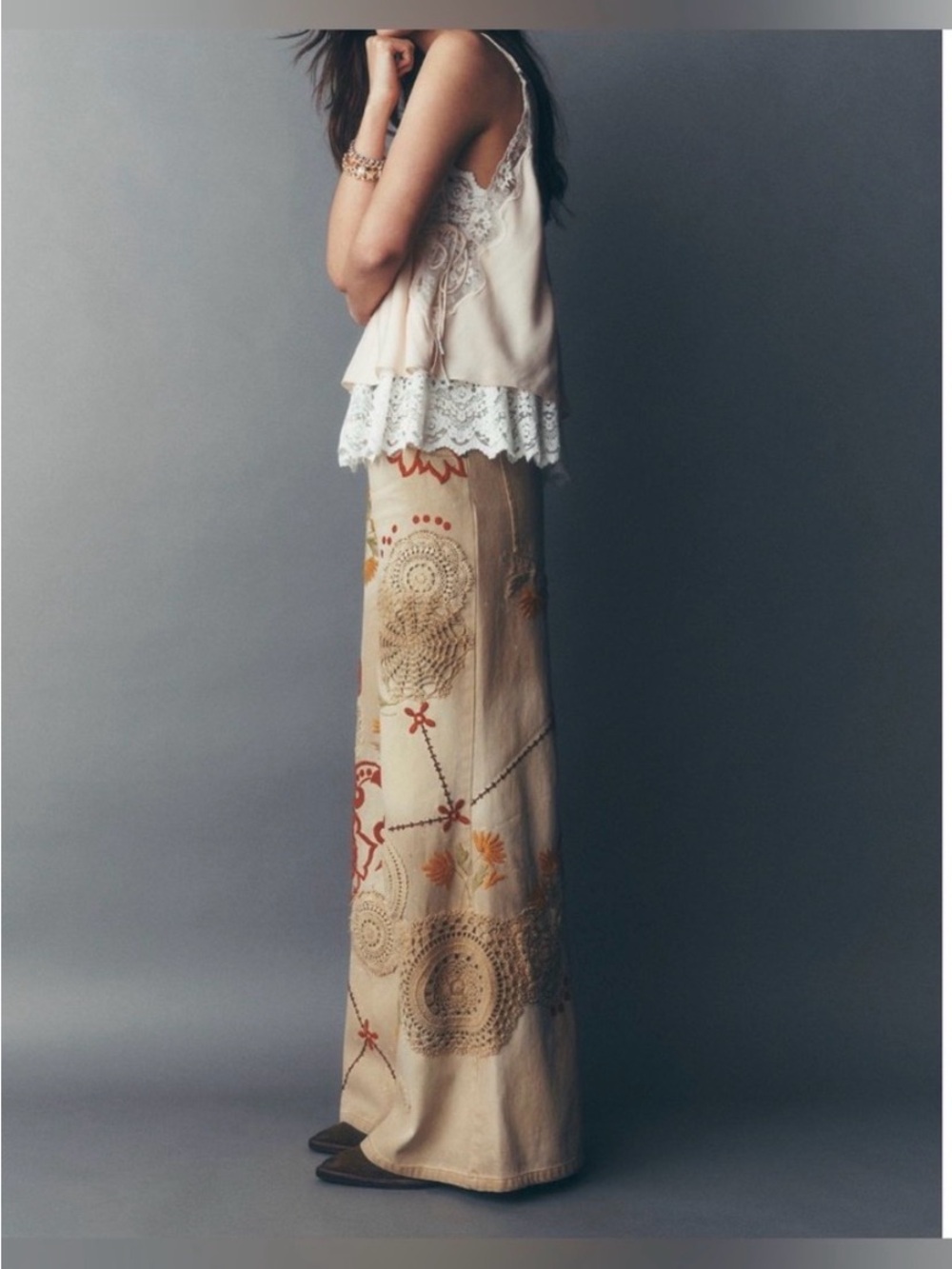 NWT Free People We the Free Falling Love Wide-Leg Jeans Morning Star Cream 32 - Picture 4 of 16